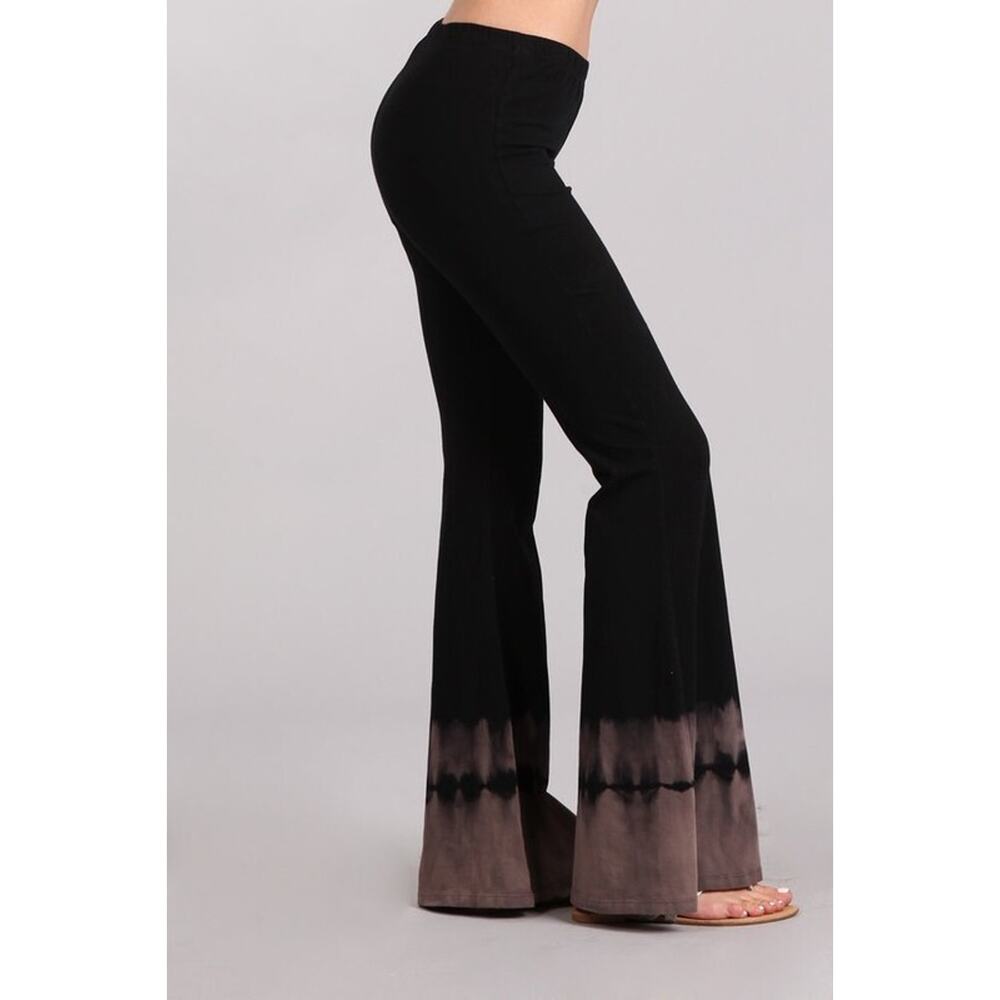 Chatoyant Tie Dye Bell Bottoms Black and Taupe Small